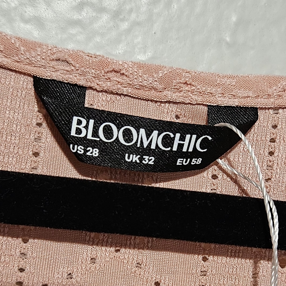 BloomChic Dusty Pink Pointelle Knit Double Flutter Short Sleeve Top Size 28 NWT - Picture 5 of 13